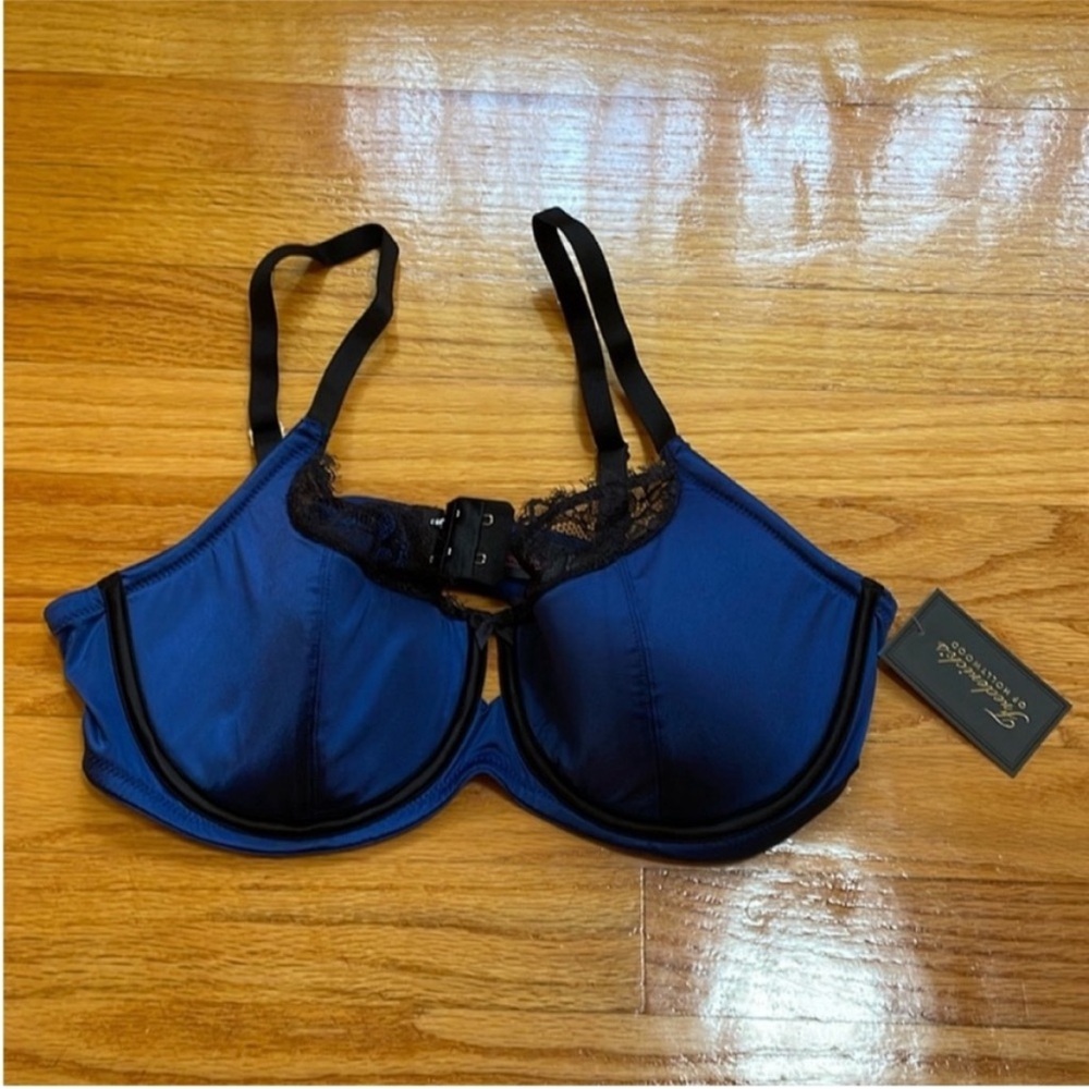 Frederick's Of Hollywood Eliana Full Figure Blue Satin Lined Bra 38D (Brand New) - Picture 3 of 8